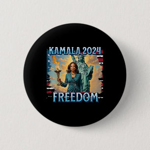 Kamala 2024 For President Campaign Lady Liberty To 6 Cm Round Badge