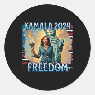 Kamala 2024 For President Campaign Lady Liberty To Classic Round Sticker