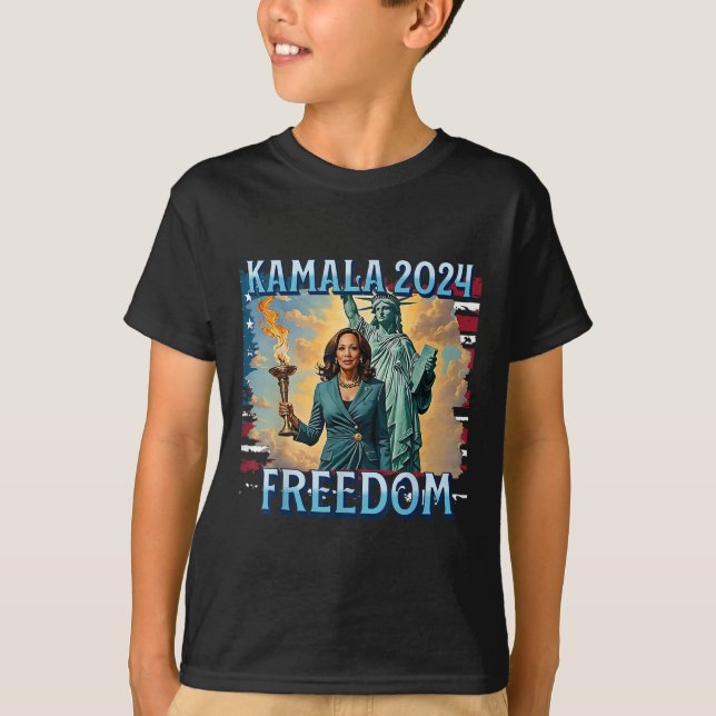 Kamala 2024 For President Campaign Lady Liberty To T-Shirt (Front)