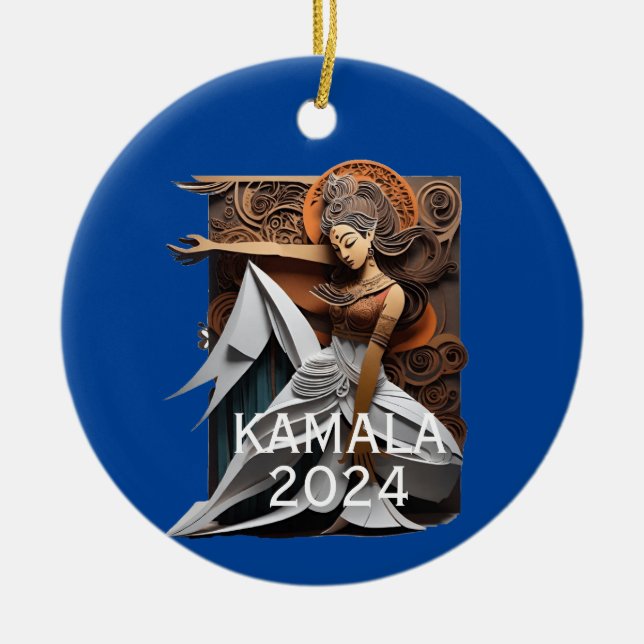 Kamala 2024 for President Thunder_Cove  Ceramic Tree Decoration (Front)