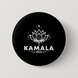 Kamala 2024 White Lotus 6 Cm Round Badge