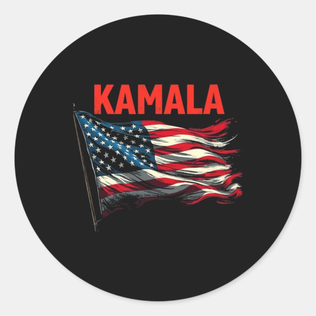 Kamala American Flag  Classic Round Sticker (Front)