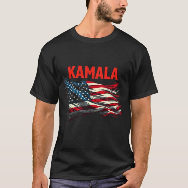 Kamala American Flag  T-Shirt (Front)