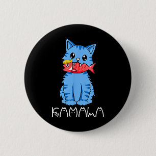 Kamala Cat Eat Fish Funny Harris Trump 2024 For Me 6 Cm Round Badge