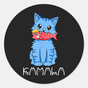 Kamala Cat Eat Fish Funny Harris Trump 2024 For Me Classic Round Sticker