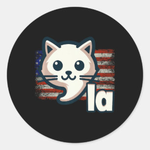 Kamala Cat Usa Flag Political Cat Premium Classic Round Sticker
