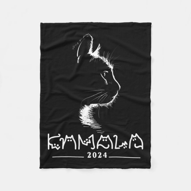 Kamala Cat Voting Kamala-harris 2024  Fleece Blanket (Front)