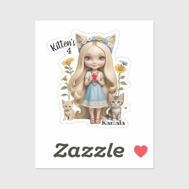 Kamala Cats Kids Custom Personalised Kitten  (Sheet)