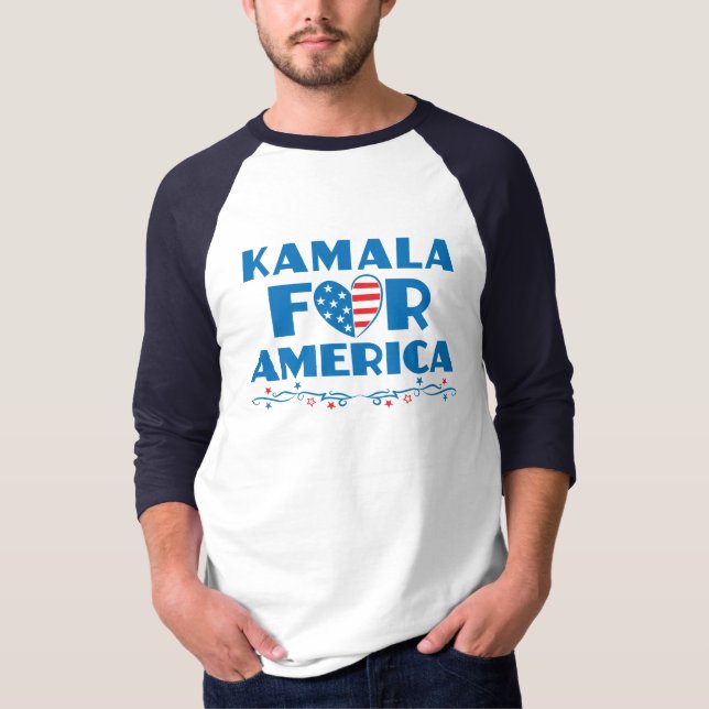 Kamala for America 2024 President Patriotic Heart T-Shirt (Front)