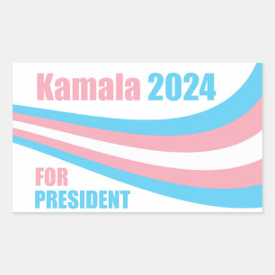 Kamala for President 2024 Transgender Flag Rectangular Sticker