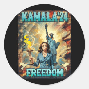 Kamala For President Slogan Statue Liberty Pro Har Classic Round Sticker