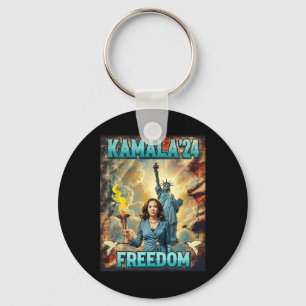 Kamala For President Slogan Statue Liberty Pro Har Key Ring