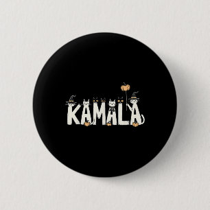 Kamala Halloween Cat Lover Witch Name Design  6 Cm Round Badge