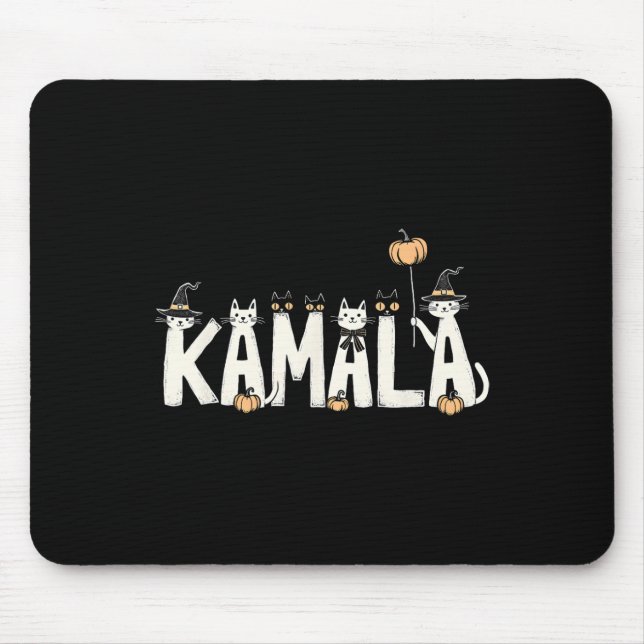 Kamala Halloween Cat Lover Witch Name Design  Mouse Pad (Front)