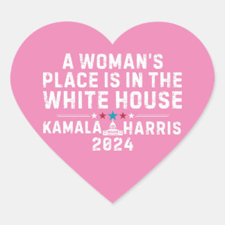Kamala Harris 2024- A Woman's Place is in the Whit Heart Sticker