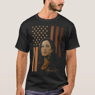 Kamala Harris 2024 American Flag Madam President E T-Shirt