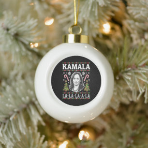 Kamala Harris 2024 Christmas Comma La Xmas Ceramic Ball Christmas Ornament