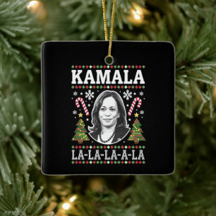 Kamala Harris 2024 Christmas Comma La Xmas Ceramic Ornament