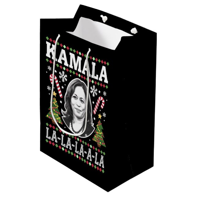 Kamala Harris 2024 Christmas Comma La Xmas Medium Gift Bag (Front Angled)