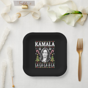 Kamala Harris 2024 Christmas Comma La Xmas Paper Plate