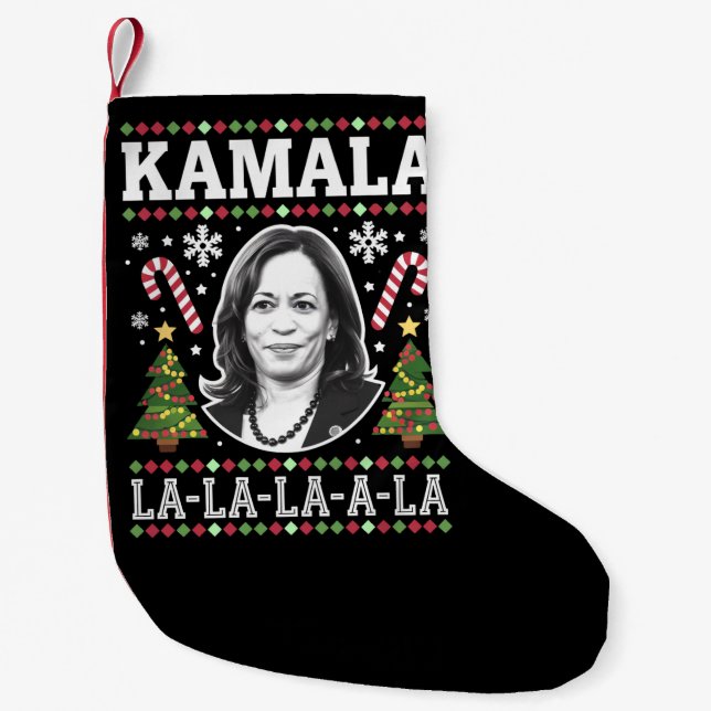 Kamala Harris 2024 Christmas Comma La Xmas Small Christmas Stocking (Front)