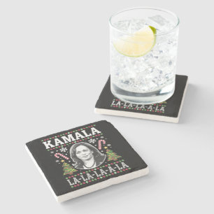 Kamala Harris 2024 Christmas Comma La Xmas Stone Coaster