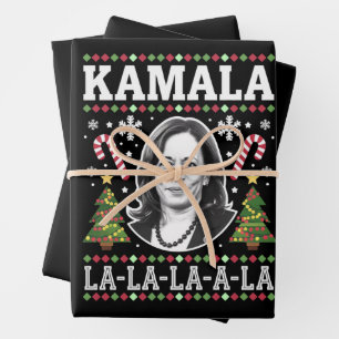 Kamala Harris 2024 Christmas Comma La Xmas Wrapping Paper Sheet