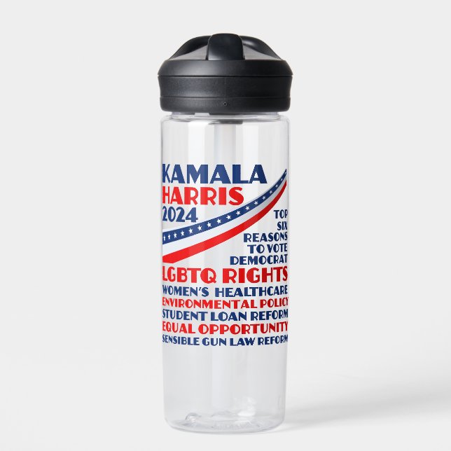 Kamala Harris 2024 Election Democrat Platform Water Bottle (Front)