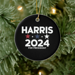 Kamala Harris 2024 For President Election Campaign Ceramic Tree Decoration