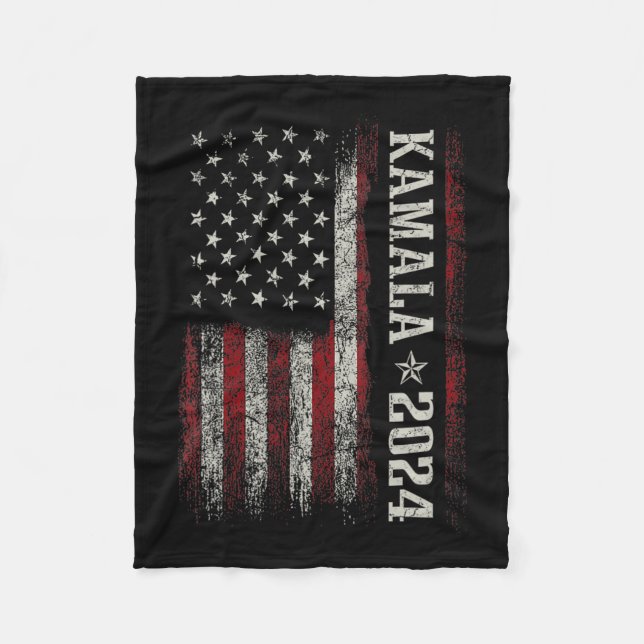 Kamala Harris 2024 For President Election Campaign Fleece Blanket (Front)