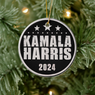 Kamala Harris 2024 For President Retro Election Ceramic Tree Decoration