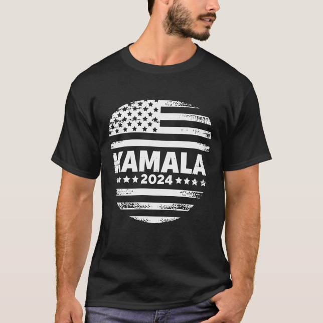 Kamala Harris 2024 For President US American Flag T-Shirt (Front)