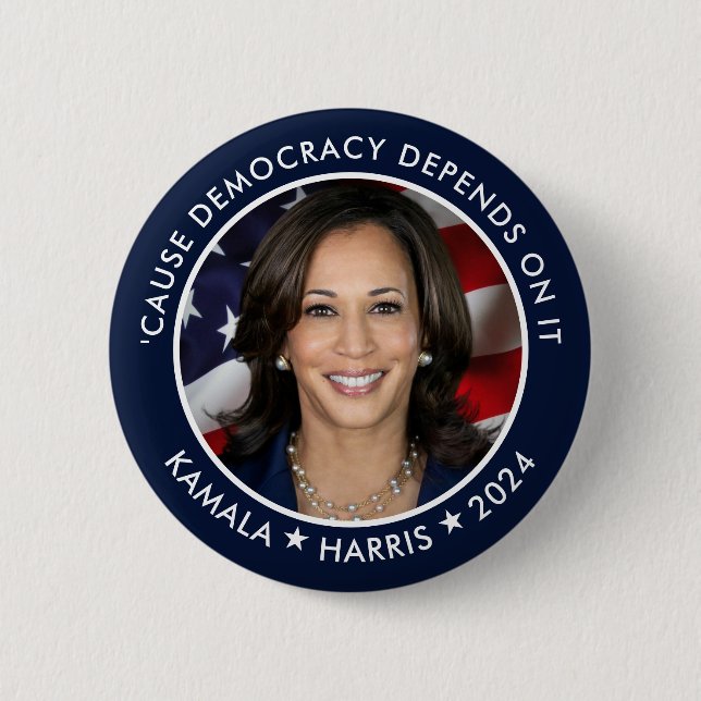 Kamala Harris 2024 for President with Photo 6 Cm Round Badge (Front)
