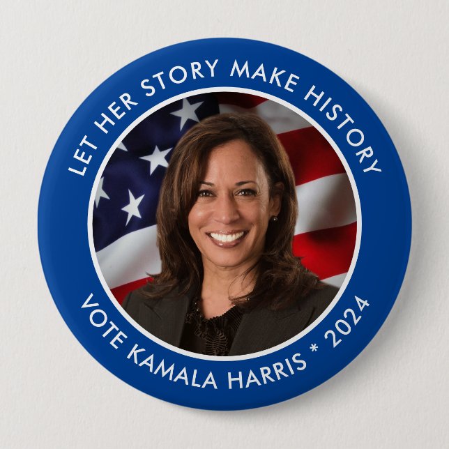 Kamala Harris 2024 Historic Collectable Photo 10 Cm Round Badge (Front)