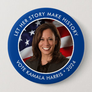 Kamala Harris 2024 Historic Collectable Photo 10 Cm Round Badge
