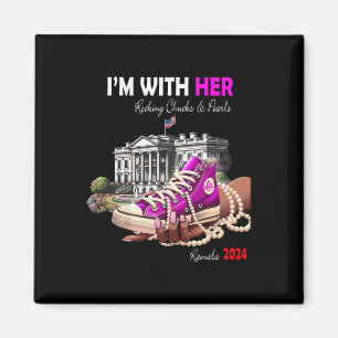 Kamala Harris 2024 I'm With Her Rocking Chucks &am Magnet