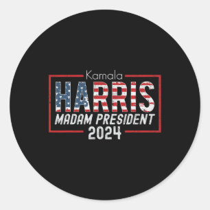Kamala Harris 2024 Madam President Election Costum Classic Round Sticker