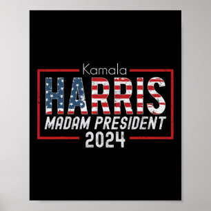 Kamala Harris 2024 Madam President Election Costum Poster