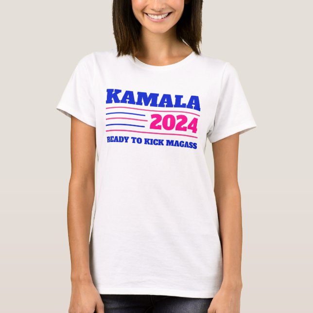 Kamala Harris 2024 Pink and Blue T-Shirt (Front)
