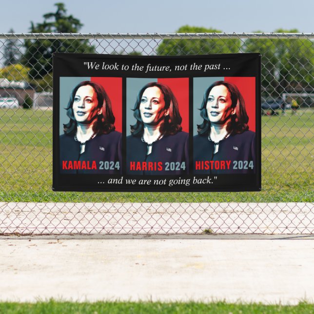 Kamala Harris 2024 Pop Art Not Going Back Outside Banner (Insitu)