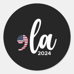 Kamala Harris 2024 President Comma La Funny Classic Round Sticker