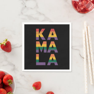 Kamala Harris 2024 Rainbow Flag Gay Pride LGBT Napkin