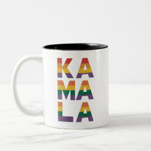 Kamala Harris 2024 Rainbow Flag Gay Pride LGBT Two-Tone Coffee Mug