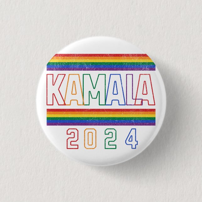 Kamala Harris 2024 Rainbow LGBTQ Retro 3 Cm Round Badge (Front)