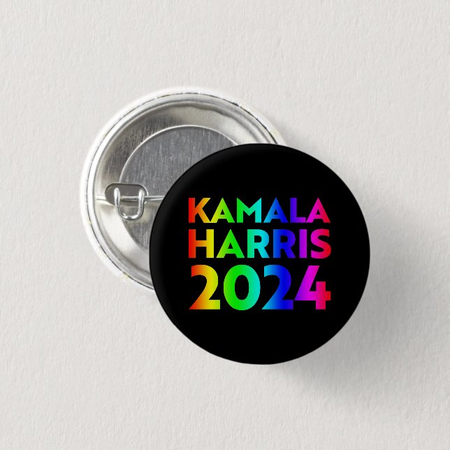 Kamala Harris 2024 rainbow typography black 3 Cm Round Badge (Front & Back)