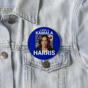 Kamala Harris 2024 Red, White and Blue 7.5 Cm Round Badge