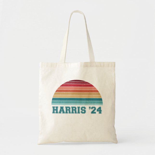 Kamala Harris 2024 Retro Sunset Vintage Tote Bag (Front)