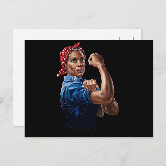 Kamala Harris 2024 Rosie The Riveter Childless Cat Postcard (Front/Back)