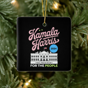 Kamala Harris 2024 Social Democrat Vote Blue  Ceramic Ornament