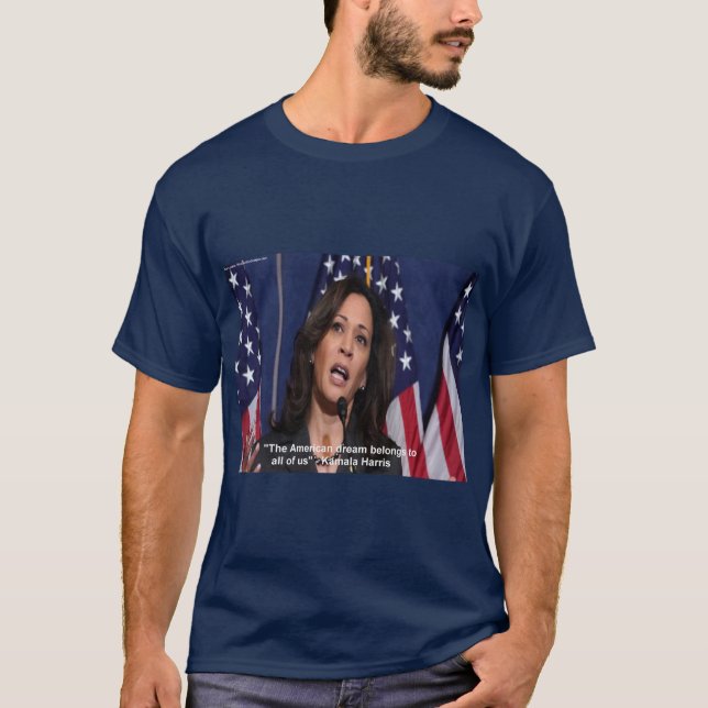 Kamala Harris & American Dream Quote Mens Tshirt (Front)
